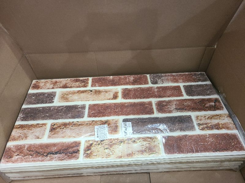 Photo 1 of 10-Pack 52 Sq.Ft 3D Wall Panels Peel and Stick 3D Faux Brick Wallpaper Peel and Stick Red Brown Faux Stone Wall Panel Foam Brick Self-Adhesive 3D Wallpaper