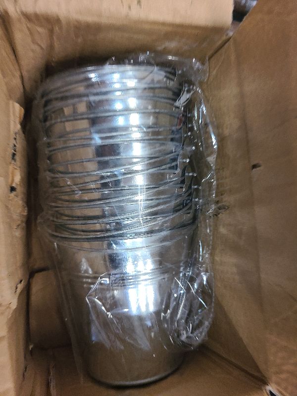 Photo 1 of 12 Pack Galvanized Metal Buckets with Handles for Party Decorations, Small Tin Pails (4.7 in)