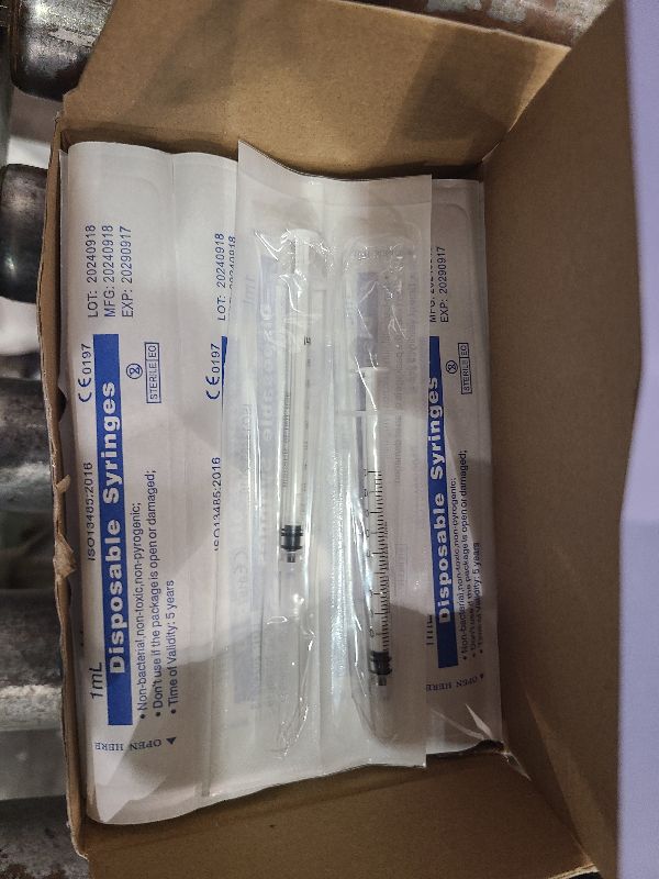 Photo 1 of 50 Pcs 1ml Syringes with Caps Oral Dispenser Individually Sterile Warpped for Medicine Dropper, Colostrum Collect Feeding Pets, Liquid
