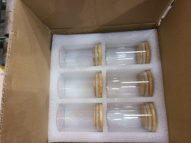 Photo 1 of 6oz Glass Food Storage Jars, Glass Jars with Bamboo Lids, Kitchen Storage Jars, Set of 6, Canisters with Airtight Lids for Spice, Coffee, Cookie, Pantry Organizers