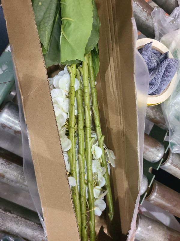 Photo 1 of 4PCS Hydrangea Artificial Flowers, Real Touch Flowers, 20" Faux Hydrangea Flowers, Latex Real Touch Hydrangea, Fake Flowers for Home Decor Party Bouquet Wedding Decoration, White