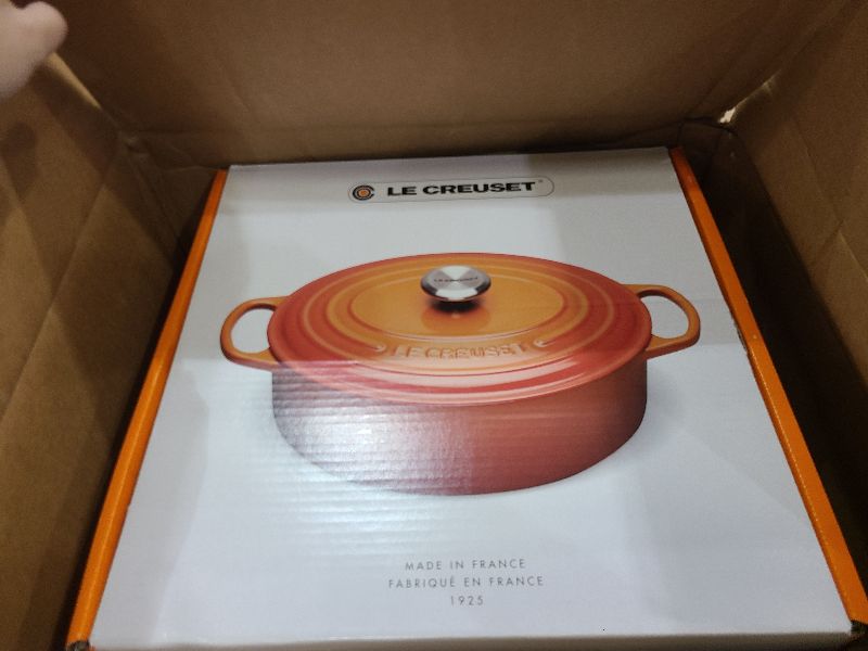 Photo 1 of  Nuovva Enamelled Cast Iron Dutch Oven Pot with Lid – 6.4 Quart Non Stick Casserole Pot – Heavy Duty & Oven Safe up to 500° F for Bread Baking, Braising, Stews, Roasting – 28cm Dark Blue MSRP $64.99
