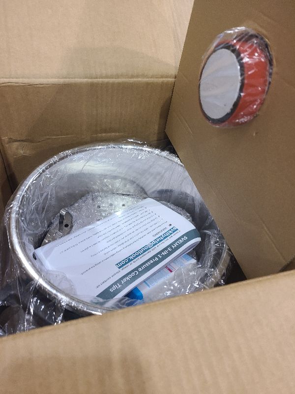 Photo 1 of 3-In-1 304 Stainless Steel Pressure Cooker 10 QT: [Explosion-Proof] [3 PSI Settings], One-Hand Locking, Induction Compatible, Glass Lid & Steamer Rack Included, Olla de Presion