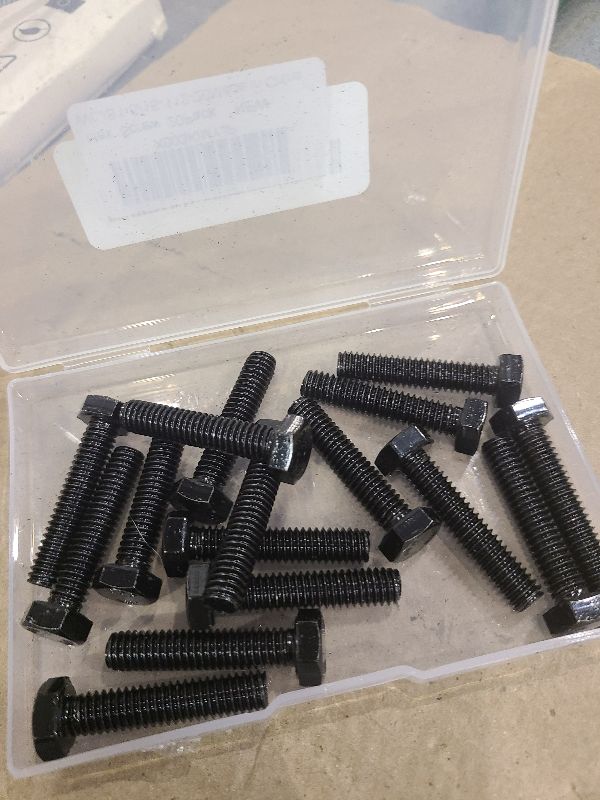 Photo 1 of 5/16-18 x 1-1/2" Hex Head Bolts, Fully Threaded, Stainless Steel 304(18-8) Bolt, Black Finish, Quantity 20