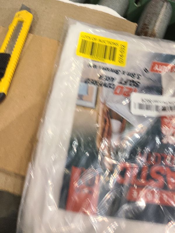 Photo 1 of 12 x 10 FT 1 Pack Extra Large Painter's Drop Cloth - Light and Durable Dust Cover - Clear Plastic Sheet - Paint Drop Cloth - Floor Protector