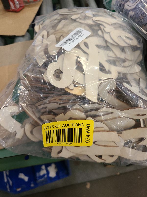 Photo 1 of 3 Inch 284 Pieces Wooden Letters Unfinished Wood Letters for Crafts Cursive Alphabets with Extras