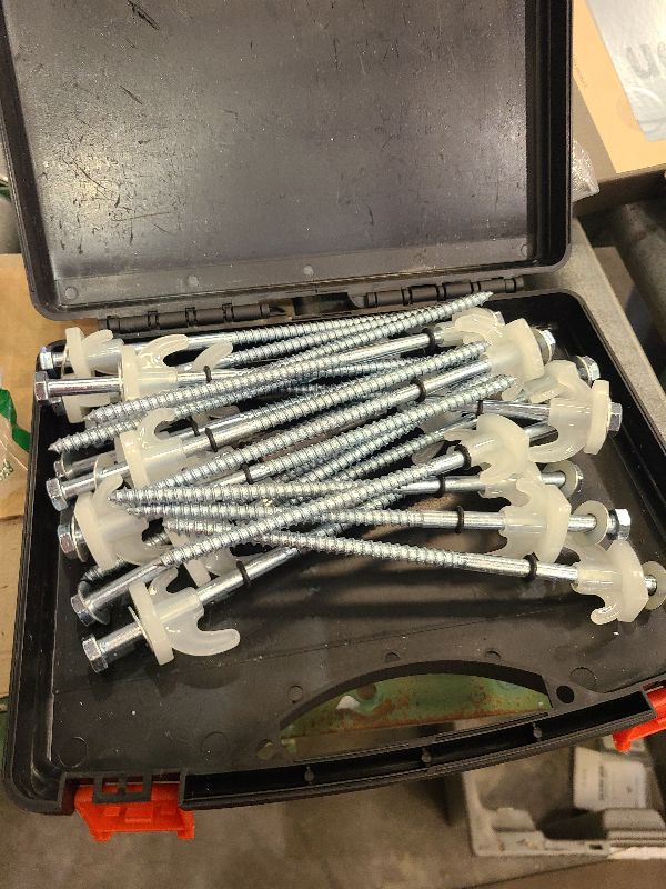 Photo 1 of 20 Pack 8" Screw in Tent Stakes Heavy Duty- Ground Anchors Screw- Tent Pegs Camping Stakes- Hex Pegs Drillable Tent Stakes and Hexagon Head Drive and Storage Box (White)