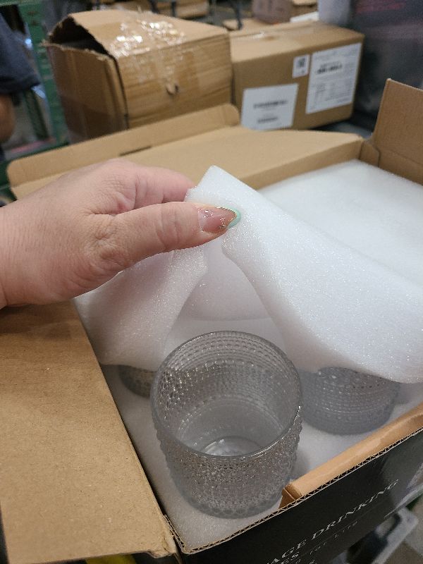 Photo 1 of 15 oz Clear Hobnail Drinking Glasses with Straws Set of 6, Vintage Glassware Old Fashioned Beverage Glasses, Cocktail Drinking Glassware Set, Kitchen Water Glasses Cup, for Beer, Smoothie, Juice