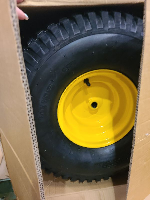 Photo 1 of (2-Pack) 20x8.00-8 Rear Tire and Wheel Assemblies - 4 Ply Tubeless Tire Compatible Replacement for Riding Lawn Mowers - 3/4" Borehole, 3.5" Offset Hub and 3/16" Keyway