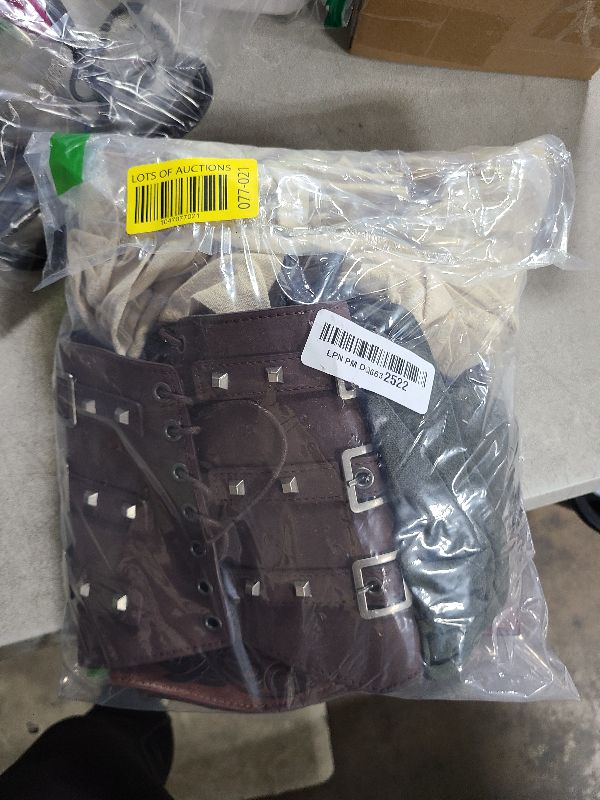 Photo 1 of 5 Pcs Renaissance Costume Men Medieval Shirt Ankle Banded Pants Halloween Costumes Pirate Cosplay Outfit with Viking Accessories Pouch Belt Arm Guards DY038M