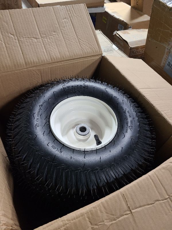 Photo 1 of ?Upgraded?15x6.00-6" Lawn Mower Tires with 3/4" Iron Bushing, 3" Offset Hub 4 Ply Heavy Duty Replacement for Craftsman Mower, Garden Lawn Tractors 2-Pack by Cenipar