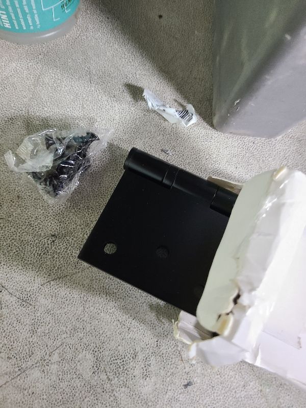 Photo 1 of 5 inch X 5 inch Hinges Heavy Duty Door Hinges up to 220 lbs, 201 Stainless Steel Black Hinges Ball Bearing, Thickness 3 mm Square Corners with 20 Screws, Non-Removable Pin (2 Pack)