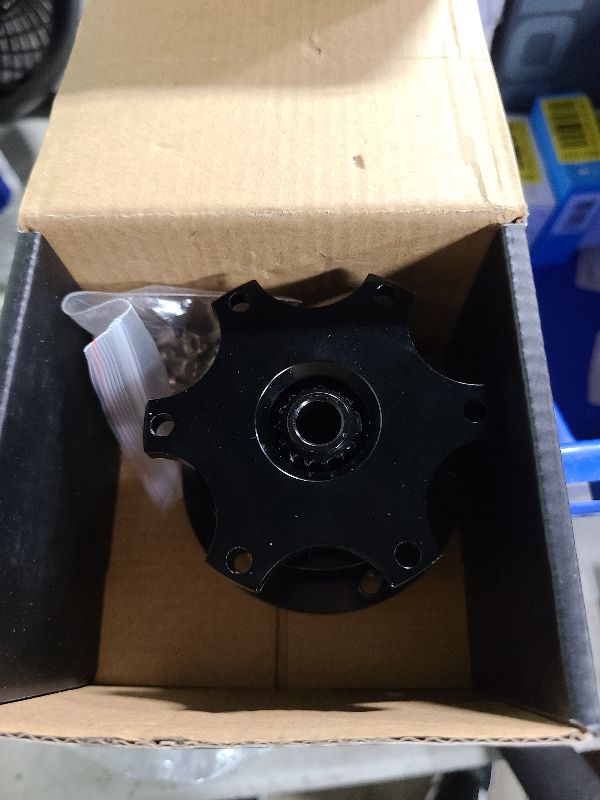 Photo 1 of ACCYPRO Universal Steering Wheel Hub Adapter Steering Wheel Snap Off Quick Release Hub Adapter 6 Hole (Black)