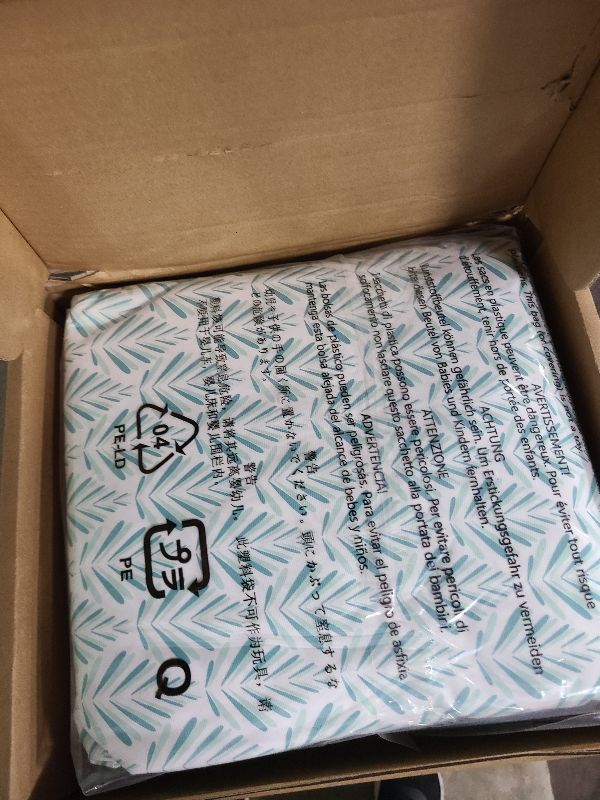 Photo 1 of Amazon Basics Lightweight Super Soft Easy Care Comfortable Microfiber 4-Piece Bed Sheet Set with 14-Inch Deep Pockets, Queen, Aqua Fern, Printed