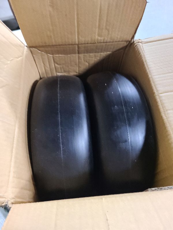 Photo 1 of 11x4.00-5'' Flat Free Lawn Mower Tires & Wheels,11x4.00-5 Lawn Mower Tires With 5/8" or 3/4" or 1/2" Precision Bearings and 3.4"-5.4" Center Hub,Solid Tire for Zero-Turn Lawn mowers,2 Pack Yellow