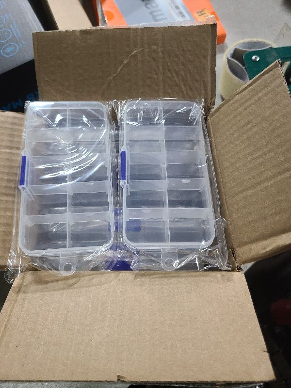 Photo 1 of 12 Pack Mini Clear Storage Containers with 10 Grid Dividers, Small Plastic Tackle Boxes for Beads, Buttons, DIY Jewelry (2.5 x 5 In)