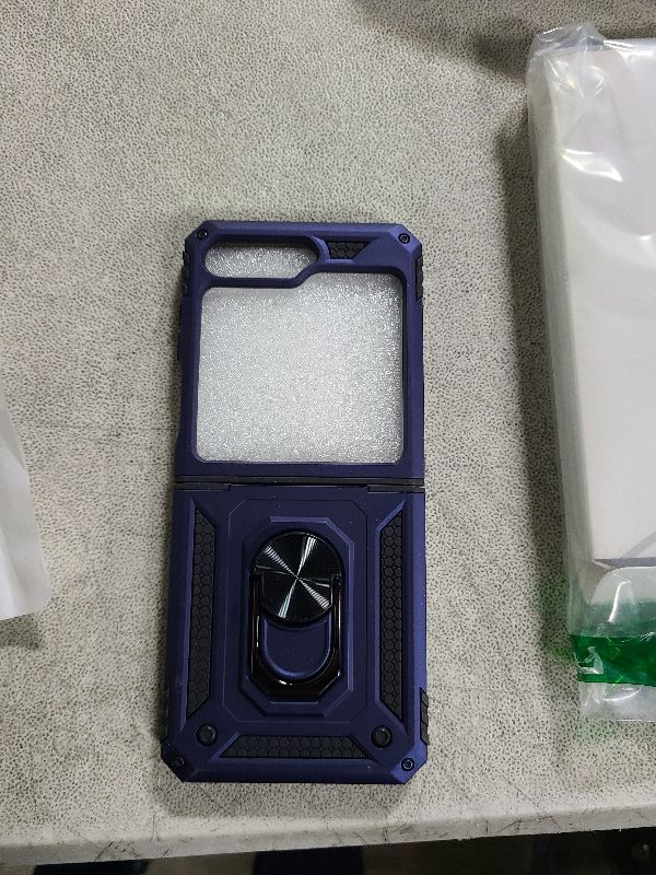 Photo 1 of ADDIT Case for Samsung Galaxy Z Flip 5 5G With 360 Rotate Magnetic Ring Stand, Heavy Duty Protective Cover - Blue