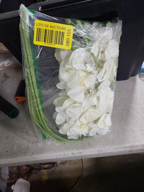 Photo 1 of 27" Artificial Phalaenopsis Flowers 6 Pcs White Artificial Orchid Flowers Stem Plants for Home Décor