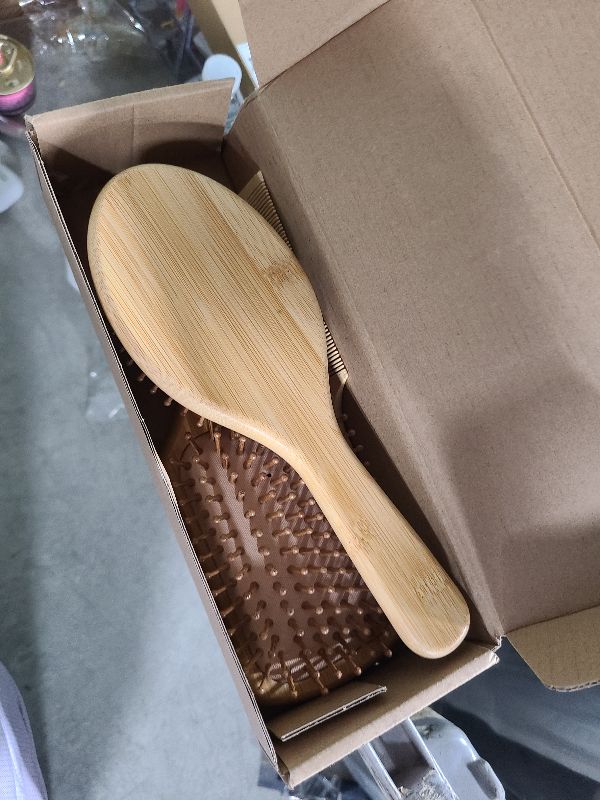 Photo 1 of 3PCS Bamboo Hair Brush Set,Natural Wooden Brush for Women, madam, Paddle Detangling Brush for Dry/Curly/Thick/Thin/Straight Hair