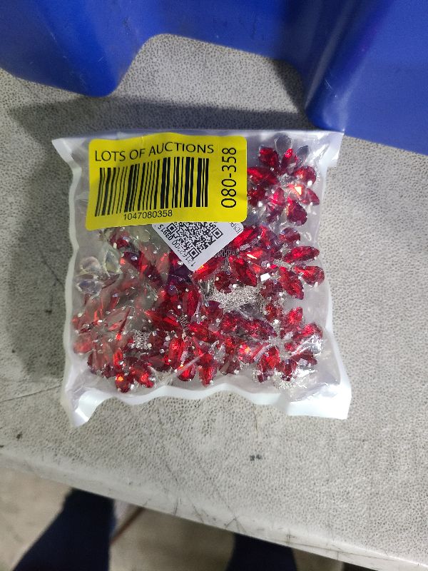 Photo 1 of 1 Yard Rhinestone Trim Flower Type Rhinestone Chain Applique for Wedding Party Decoration Bridal Costume Embellishment Clothing Accessories(Red)