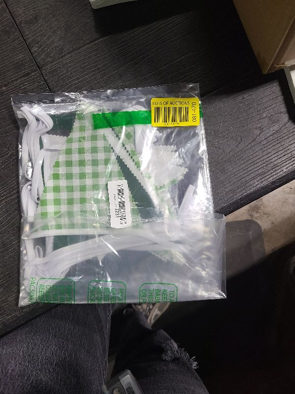 Photo 1 of 32Ft Green Party Decorations Green Buffalo Plaid Checkered White Triangle Flag Gingham Pennant Bunting Fabric Garland for Wedding Birthday Picnic BBQ Outdoor Golf Party Dinosaur Arbor Day Decorations