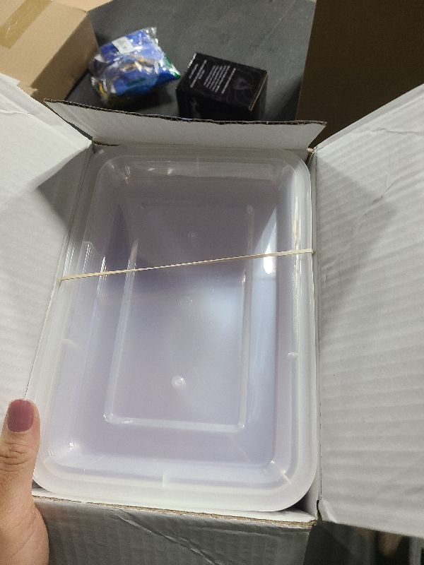 Photo 1 of 50 Pack (100-Piece) 32 oz Meal Prep Containers Reusable with Easy Open Lids, Sturdy Leakproof Food Safe, Microwave Freezer Dishwasher Safe, To Go Take Out Plastic Food Storage Pans with Lids, Lilac