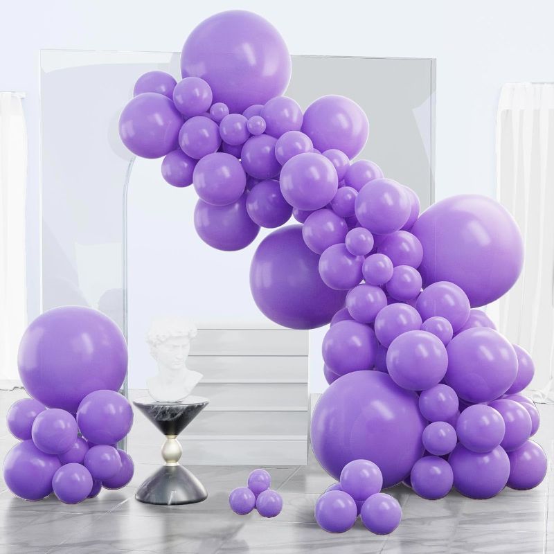 Photo 1 of 
PartyWoo Purple Balloons 140 pcs Different Sizes of 18 12 10 5 Inch Light Purple Lavender Lilac Balloon Arch Kit Garland for Graduation Baby Shower Halloween Birthday Party Decorations Purple-Y15