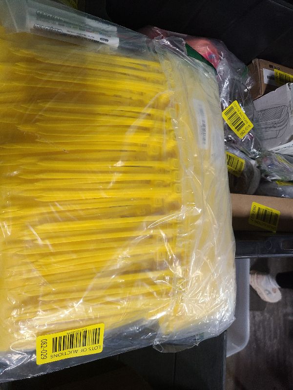Photo 1 of 200Pcs Plastic Seals Shipping Label Tags, Writable Marker Big Sign Tie for Logistics, 255mm Total Length Self Locking Inventory Waterproof Tag Fastener (Yellow)