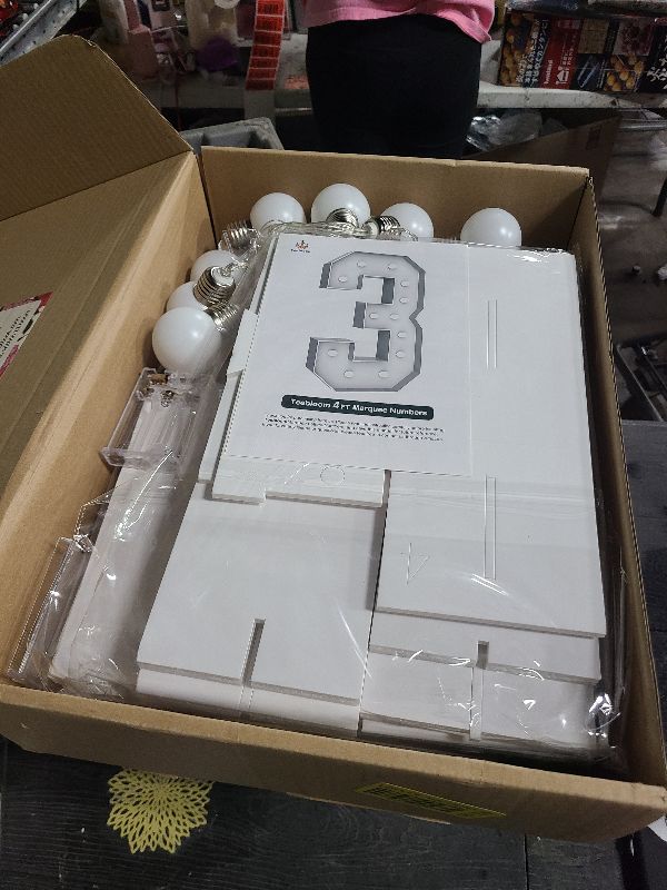 Photo 1 of 4FT Marquee Light Up Numbers - Cool White Light Up Numbers 3 with Fixed Water Bag, Party Decoration Large Marquee Light Up Numbers can Be Used for Wedding Decoration, Birthday Party Decoration
