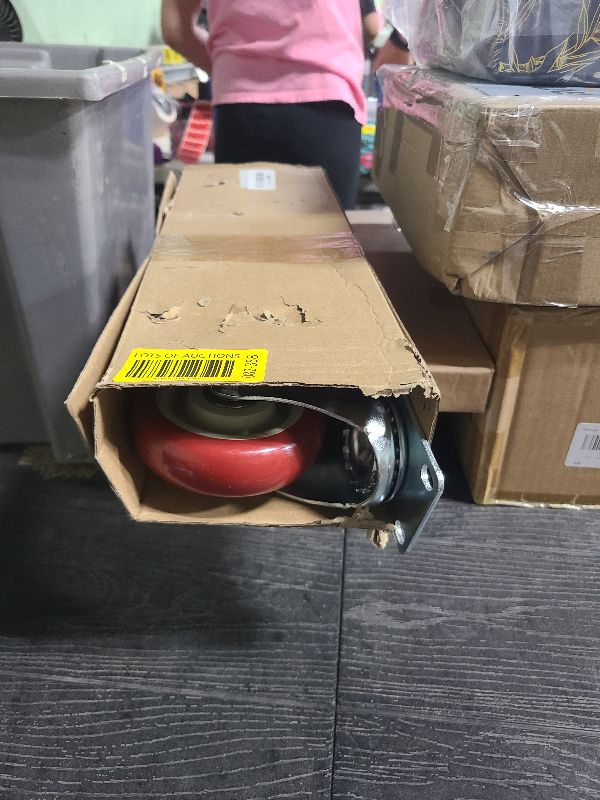 Photo 1 of 4 Inch Heavy Duty Swivel Caster Wheels with Brake, Set of 4, Industrial Locking Rolling Plate Casters Wheels for Furniture, Cart, Table and Workbench, Easily Load 2200lbs