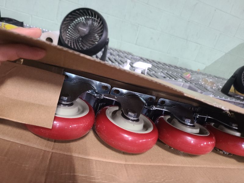 Photo 1 of 4 Inch Heavy Duty Swivel Caster Wheels with Brake, Set of 4, Industrial Locking Rolling Plate Casters Wheels for Furniture, Cart, Table and Workbench, Easily Load 2200lbs