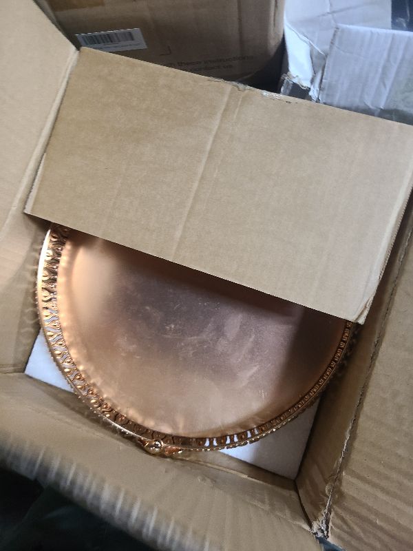 Photo 1 of 13 Inches 33cm Gold Round Mirror Cake Stand Cupcake Stands Metal Pedestal Holder with Crystals, Party Dessert Cheese Display Plate for Wedding Party Birthday Baby Shower Celebration Home Decoration