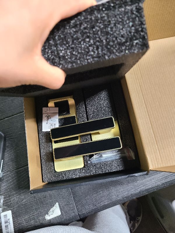 Photo 1 of Harfo Smart Door Lock, Heavy Duty 5 in 1 Keyless Entry Door Lock, Full App Control Digital Keypad Lock, Reversible Handle with Fingerprints and Passcodes for Family/Office/Apartment (Gold)