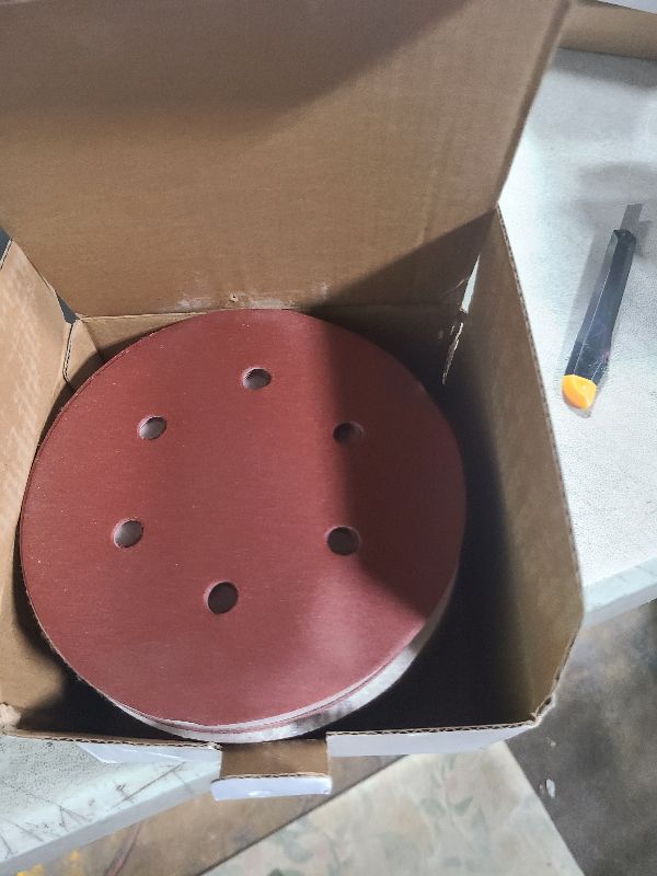 Photo 1 of 100 PCS 6 Inch Sanding Discs, 6 Hole Hook and Loop Sandpaper 60 80 120 240 400 Grit Set, Round Orbital Sand Paper Discs for Sander