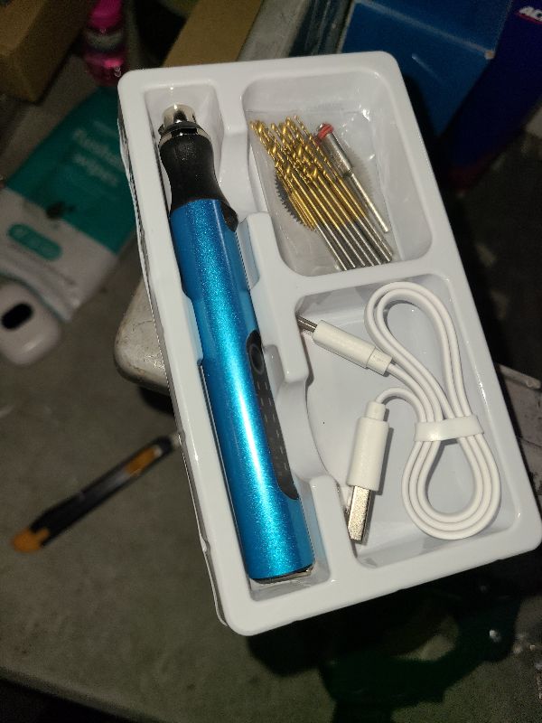 Photo 1 of 3-Speed Cordless Mini Drill Pen With 8 Small Drill Bits,Rechargeable Electric Hand Drill Pin Vise,Resin Drill Set For Jewelry Making,Resin,Plastic,Wood,Keychains DIY (BLUE)