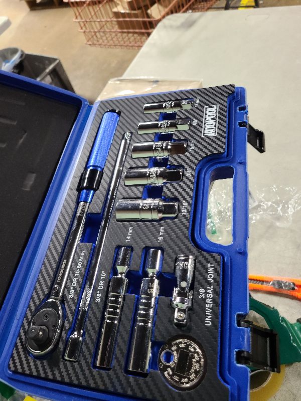 Photo 1 of 11pc Magnetic Spark Plug Socket Set, 3/8" Click Torque Wrench, Spark Plug Gap Tool, Magnetic Swivel Sockets, U Joint and 10" Extension Bar?11pcs?