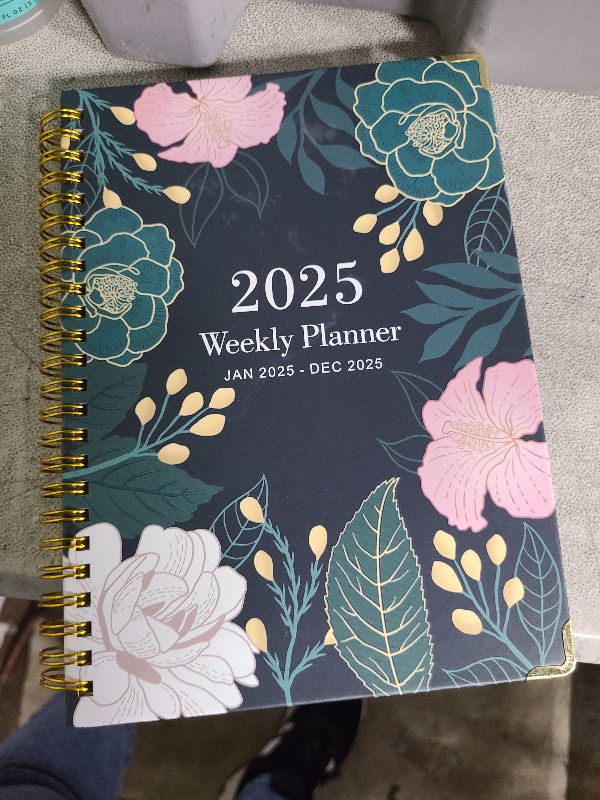 Photo 1 of 2025 Planner, Weekly and Monthly Planner, Jan.2025 to Dec.2025, A5 size with Tabs, Spiral Bound, Metal Cladding, Daily planner for School, Teacher, Office, Dark Green