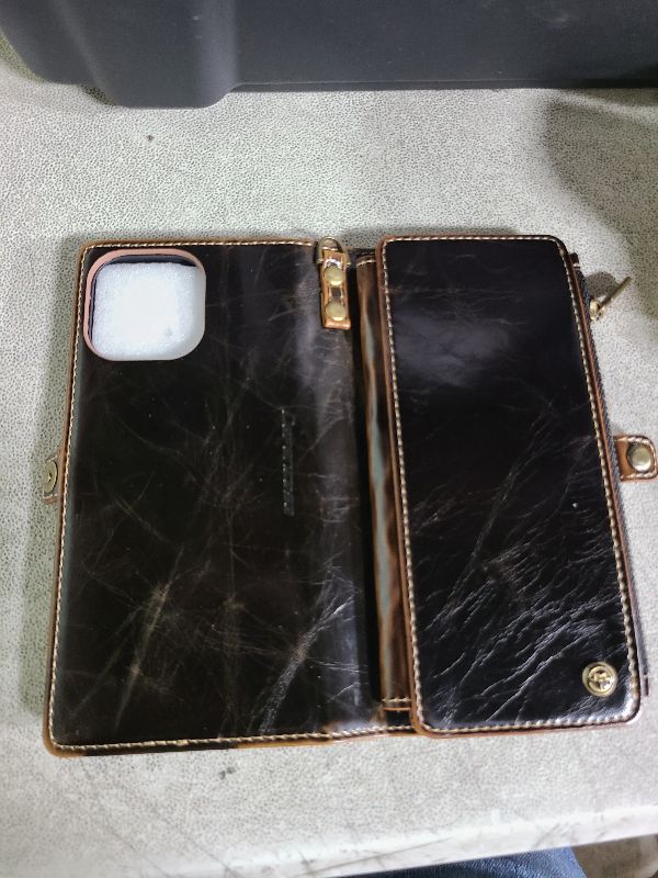 Photo 1 of Defencase Compatible with iPhone 13 Pro Max Case Wallet with RFID Blocking Card Holder for Women Men, PU Leather Magnetic Snap Flip Zipper Strap Wallet Phone Case Fit for iPhone 13 Pro Max 6.7, Coffee