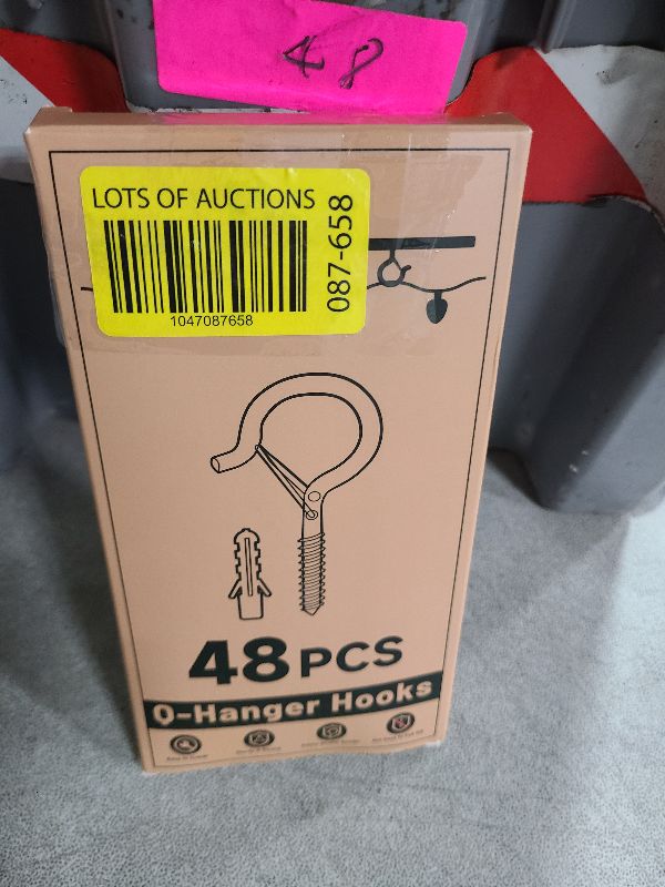 Photo 1 of 48 PCS Q-Hanger Hooks, Screw Hooks for Outdoor String Lights, Safety Buckle Design Cup Eye Hook for Hanging Christmas Lights, Plants, Wind Chimes, Mounted on Wall Ceiling, Include 1 Wing Nut Driver