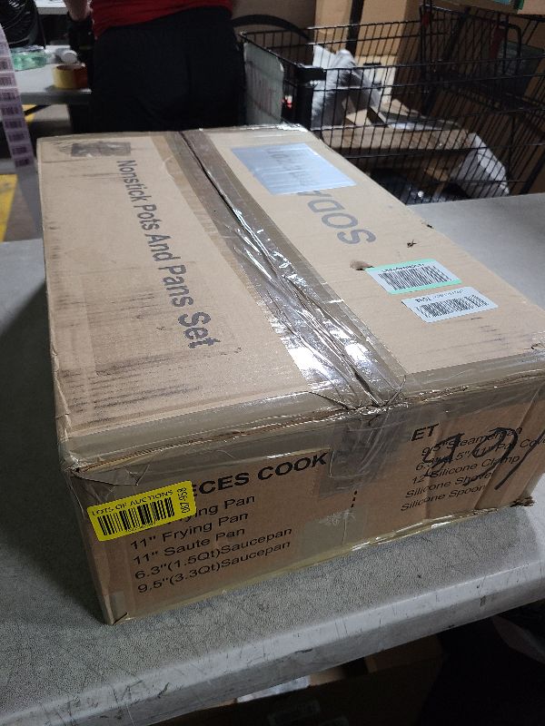 Photo 1 of SODAY 13 Pcs Pots and Pans Set Non Stick Kitchen Cookware Sets Nonstick Induction Cookware Non-toxic White Granite Cooking Tools with Stay-Cool Handles, Silicone Tools (PFOS/PFOA Free)