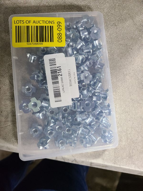 Photo 1 of 1/4"-20 T-Nuts (100 Pack),4 Pronged Tee Nuts for Wood, Rock Climbing Holds, Cabinetry (Carbon Steel, 1/4"-20)