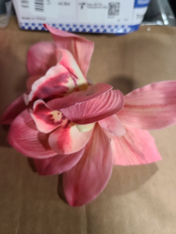 Photo 1 of 3 PCS Hawaiian Flower Hair Clips for Women Orchid Flower Hair Clips Artificial Flower Hair Barrettes Hibiscus Flower Hair Clips for Wedding Bridal Beach Party(Pink+Rose+Green)