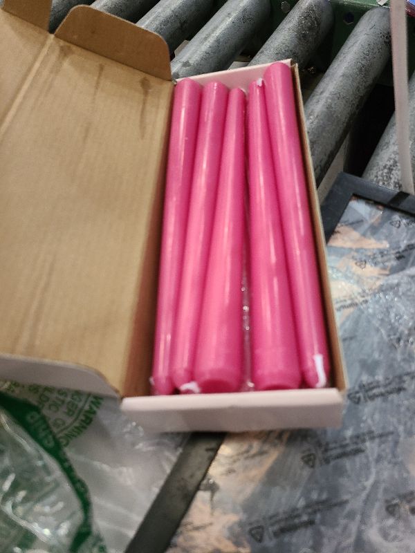 Photo 1 of 10 Inch Hot-Pink Taper Candles for Home Decoration, 10 Pack Unscented Candlesticks for Dinner Wedding Party, Smokeless and Dripless Candle Sticks