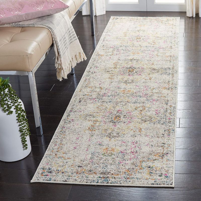 Photo 1 of  SAFAVIEH Madison Collection Runner Rug - 2'2" x 22', Grey & Gold, Boho Chic Medallion Distressed Design, Non-Shedding & Easy Care, Ideal for High Traffic Areas in Living Room, Bedroom (MAD473F)  Size: 2'2" x 22' (Runner) 