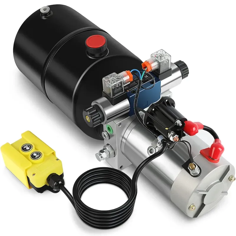 Photo 1 of 6 Quart / 6 L Double Acting Hydraulic Pump Dump 12V DC Power Unit with Brass Pressure Gauge Suitable for Agricultural Machinery Trailer Construction Machinery Lifting Platforms