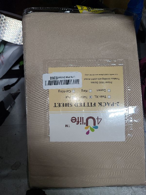 Photo 1 of 4U'LIFE 2-Pack Fitted Sheets,Prime 1800 Series, Ultra Soft & Comfortable, Double Brushed Microfiber, (Dull Beige, 2-Pack Twin)