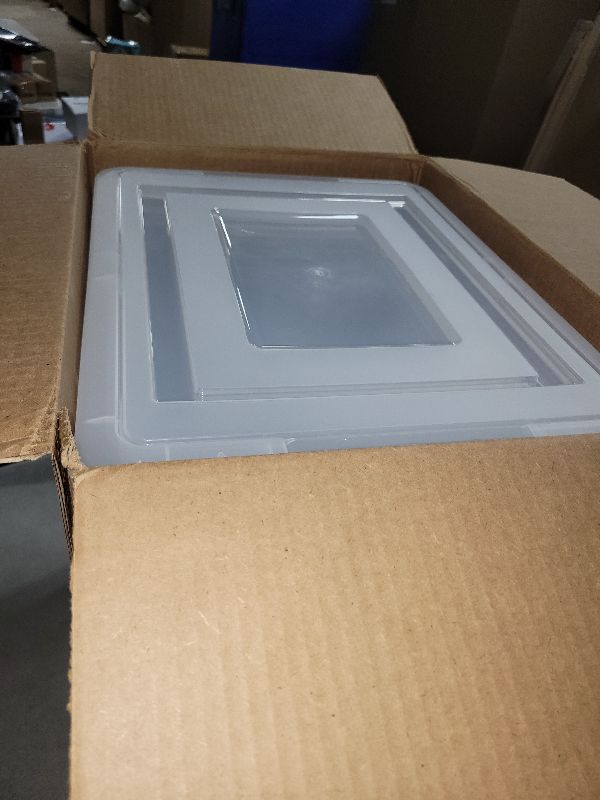 Photo 1 of IRIS USA File Box Plastic File Organizer for Letter/Legal File, Document Box, Storage Bin Tote Organizer with Durable and Secure Latching Lid, Stackable, Nestable, BPA-Free, Clear 35 Qt. 4 Pack
