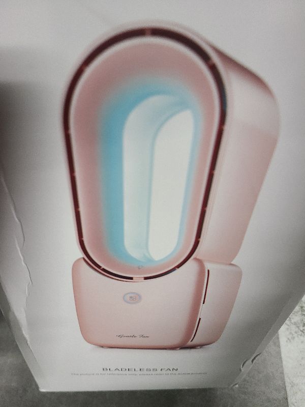Photo 1 of let'me Desk Fan,Portable Bladeless Fan 11.8 inch Small Personal Cooling Fan with 5 Colors Touch Control LED Light,Quiet Table Fan for Home, Office, Bedroom