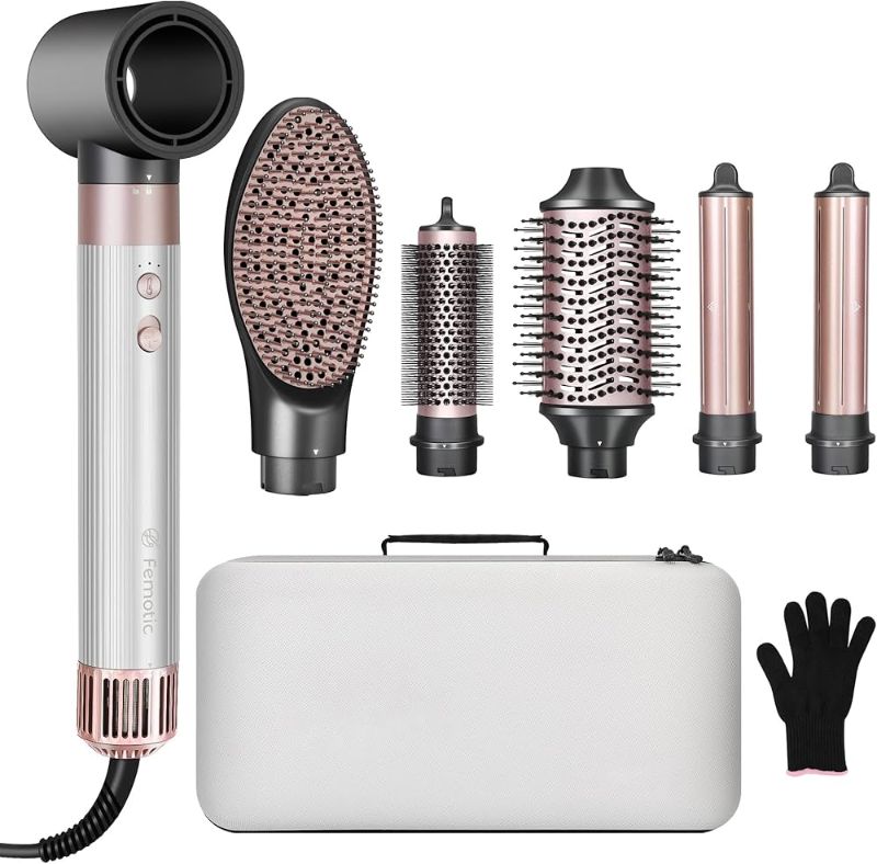 Photo 1 of  Air Styler & 6 in 1 Hair Dryer Styler Set with Travel Bag, 360° Rotating Cord, No Heat Damage - High Speed Drying, Auto-Wrap Curlers, Volumizing, Smoothing,Negative Ionic,3 Temperature,2 Wind
