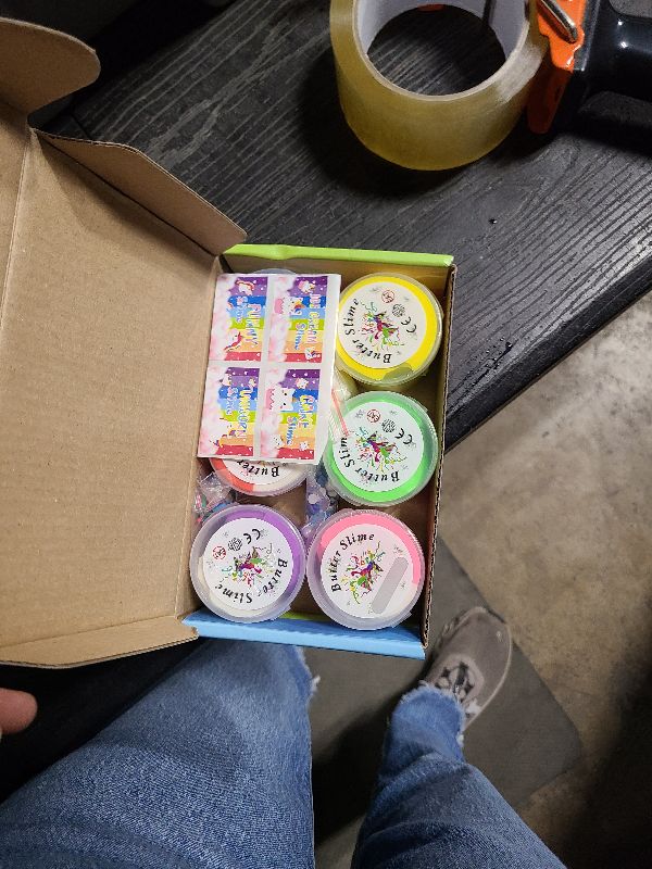 Photo 1 of 6 Pack Butter Slime Kit, with Unicorn Slime Add Ins, Soft Non-Sticky, Butter Slime Party Favor for Girls & Boys, Classroom Rewards, Stress Relief Toy, Birthday Gifts for Kids